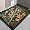 Luxury Flannel Floor Mat Carpet with Thick Sponge Cushion,Non-Slip Washable Vintage Elephant Design for Bedroom Kitchen Bathroom