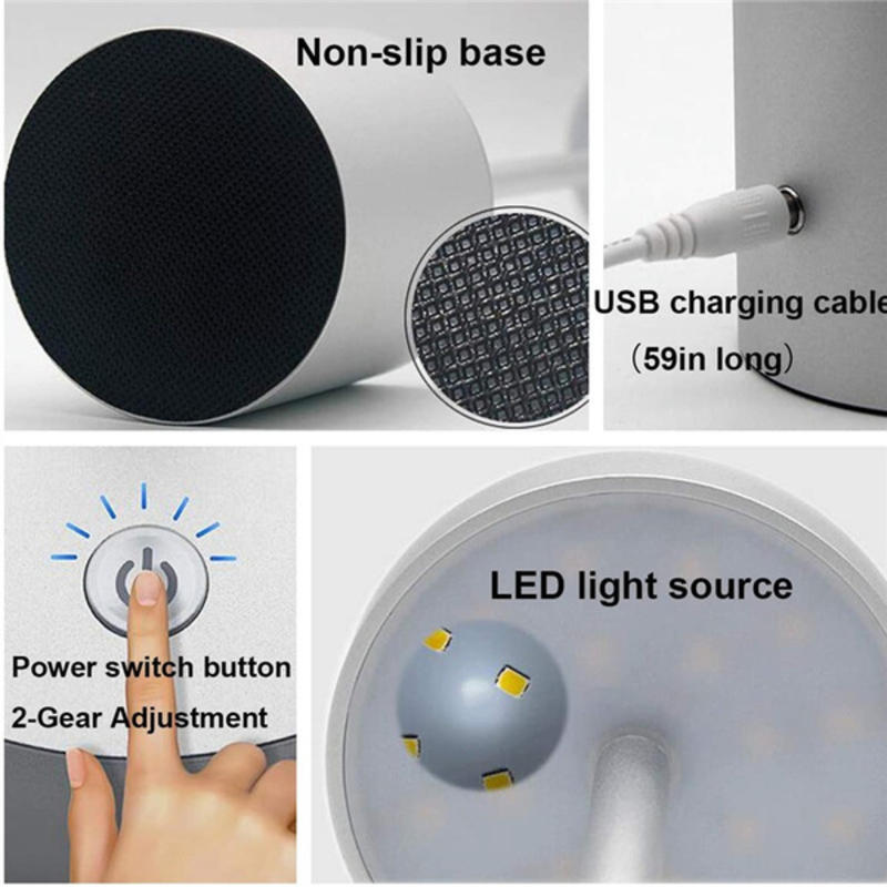 Wireless LED Table Lamp, Portable Rechargeable Energy-Saving USB Desk Lamp,