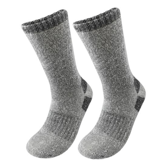 Men Fleece-Lined Socks Winter Thermal Hiking Socks Thick Warm Terry Mid-Calf Socks for Outdoor Sports Skiing Running Daily Wear