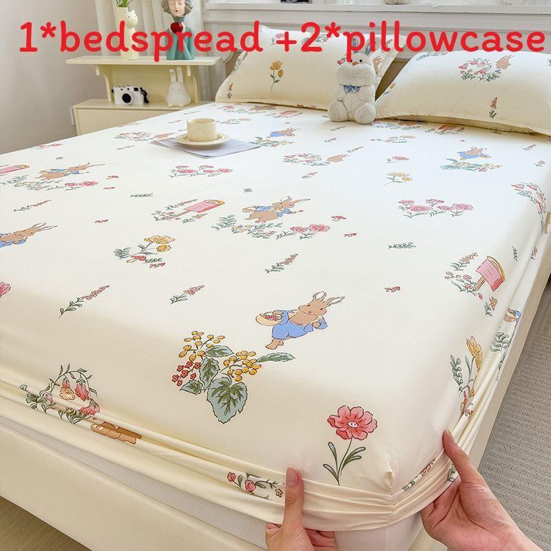 Dinosaur Dog Flower Bear Print Bedspread Set Cartoon Mattress Cover Protective