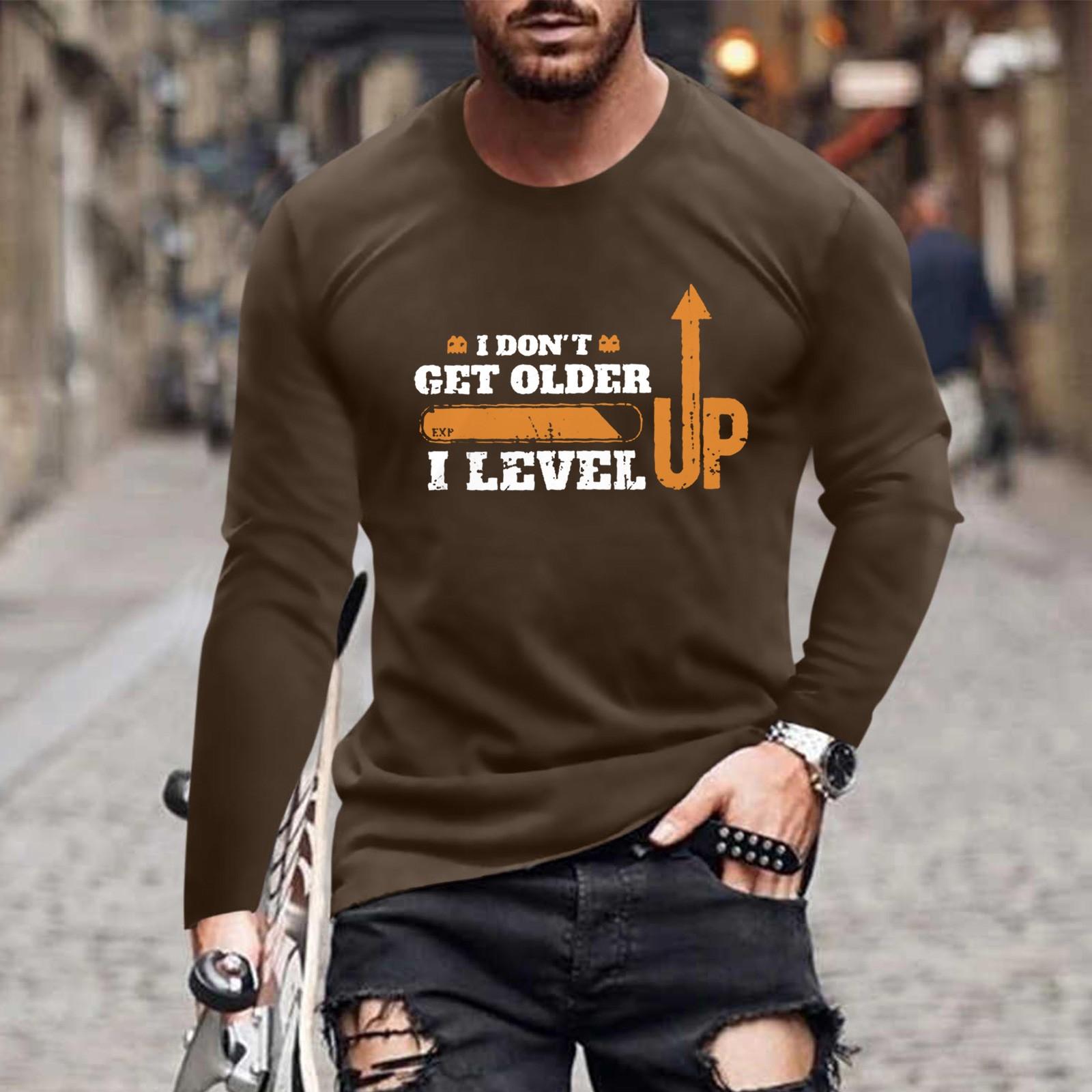 

Муж. Футболка Графика Абстракция Шея Одежда Одежда На открытом воздухе Длинный рукав С принтом Модельер Винтаж L коричневый