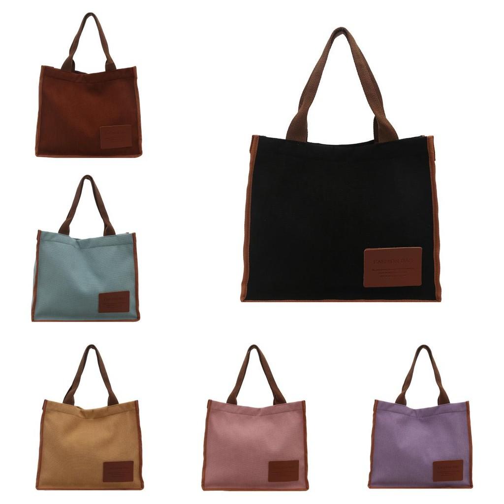 Street Style Canvas Tote Bag With Double Straps Large Capacity For School And Outings