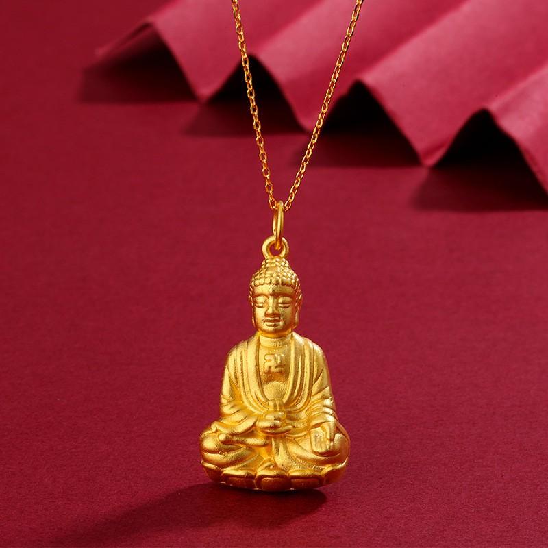 Guanyin Buddha Head Necklace Women 3D Hard Pendant Luxury Clavicle Chain