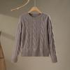 Autumn And Winter New Crew Neck Twist Sweater Women'S Versatile Korean Version Loose Wool Lazy Solid Color Knitted Bottoming Shirt
