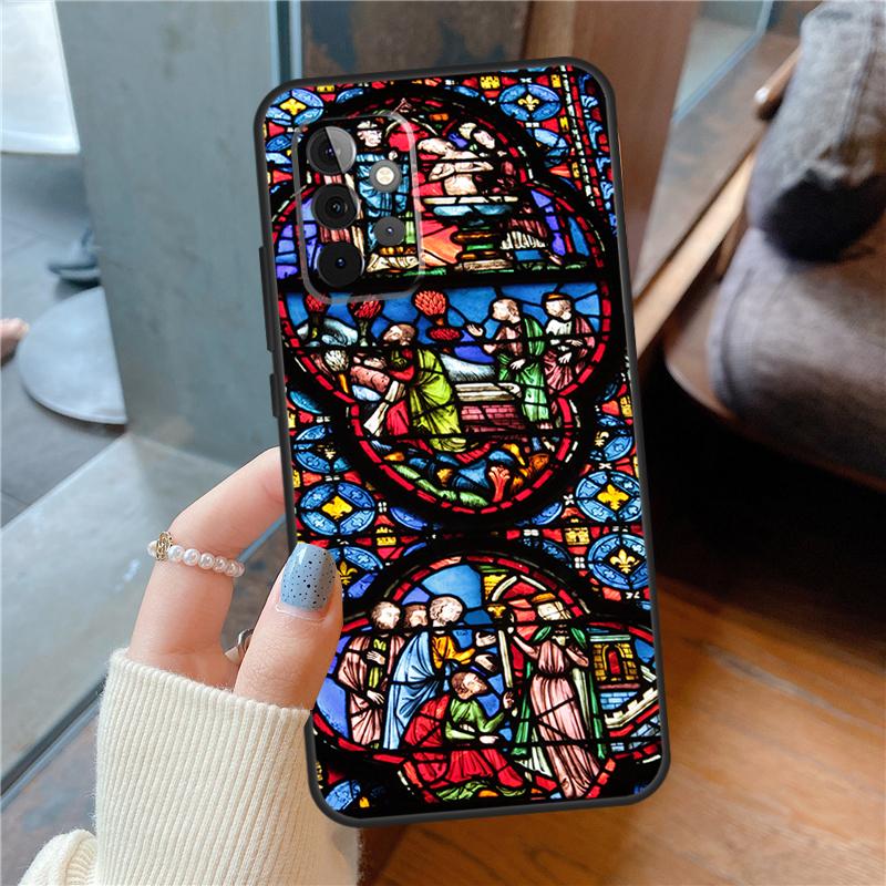 

church gothic Stained glass Case For Samsung Galaxy A06 A14 A56 A36 A26 A16 A54 A34 A12 A32 A52 A13 A33 A53 A15 A35 A55 Samsung A05