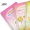 Caderno de Caligrafia para Ensino Fundamental Inicial 4 Peças/Conjunto Kit de Caligrafia com Sulcos com Letras Números Educacional para Crianças Rastreamento Reutilizável