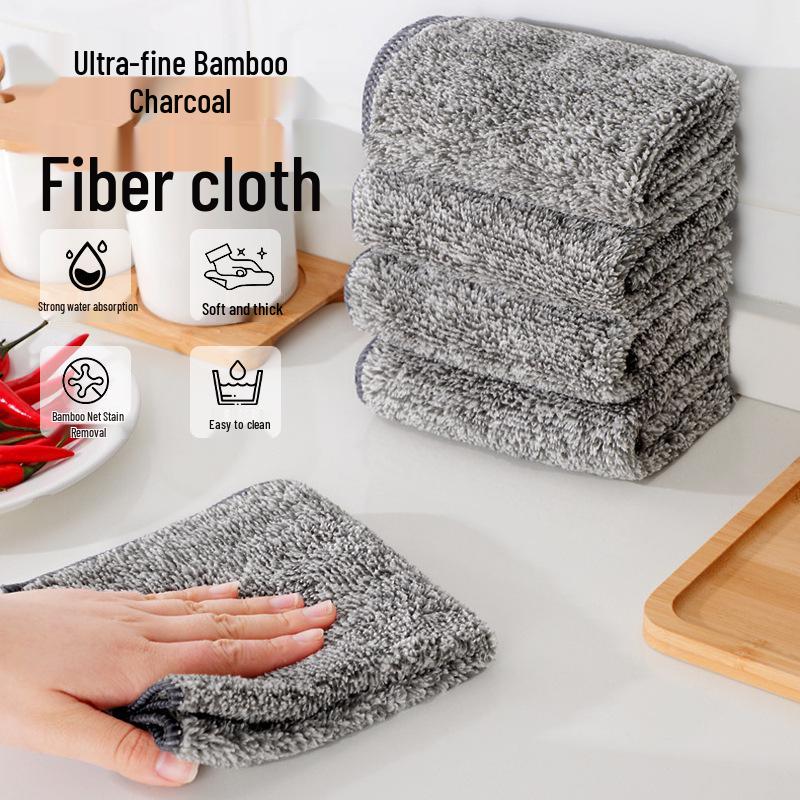 10-Piece Oil-Repellent Bamboo Charcoal Fiber Kitchen Dishwashing Cloth Set