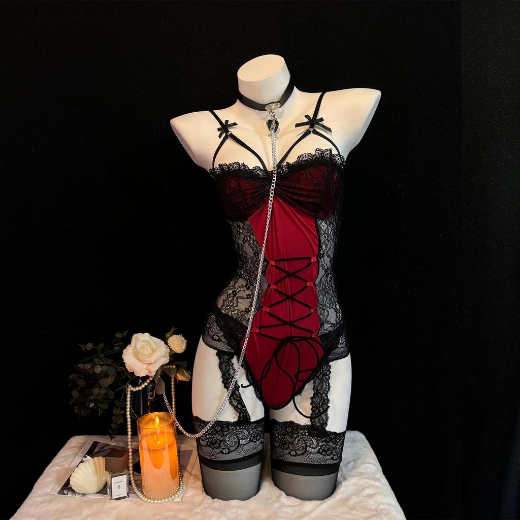 Sexy Extreme Room Extremely Open With One Red [SENMHS] Lingerie, Wear, Cute, Erotic, Sexy, Competition, Women's See-Through Leotard, Perforated,