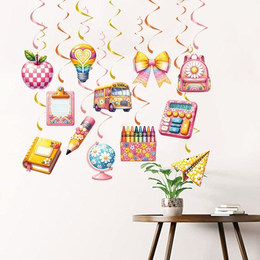 Paper Back To School Spiral Banner Colorful Welcome  Hanging Flag  Classroom Kindergarten