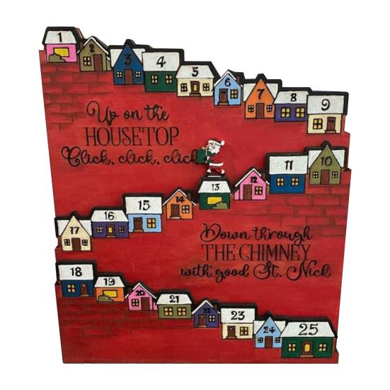 Yousheng Wooden Castle Advent Calendar 24 Days Count Down To Christmas Calendar for Kid Adult Holiday Tabletop Decoration for Home Party Decor
