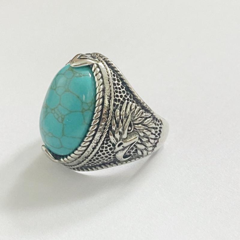 European and American Hip-Hop Punk Nostalgic Accessories Black Zircon Vintage Ring Creative Men's Zircon Ring