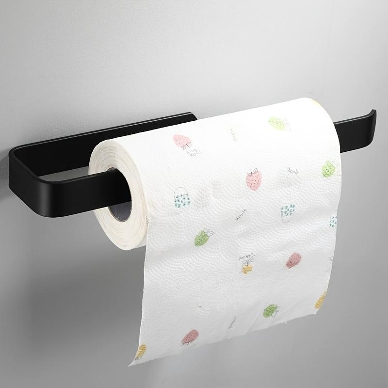 Self-Adhesive Space-Saving Kitchen & Bathroom Tissue Holder Wall-Mounted, No-Drill Plastic Towel Rack Dual-Purpose for Paper Rolls & Hand Towels