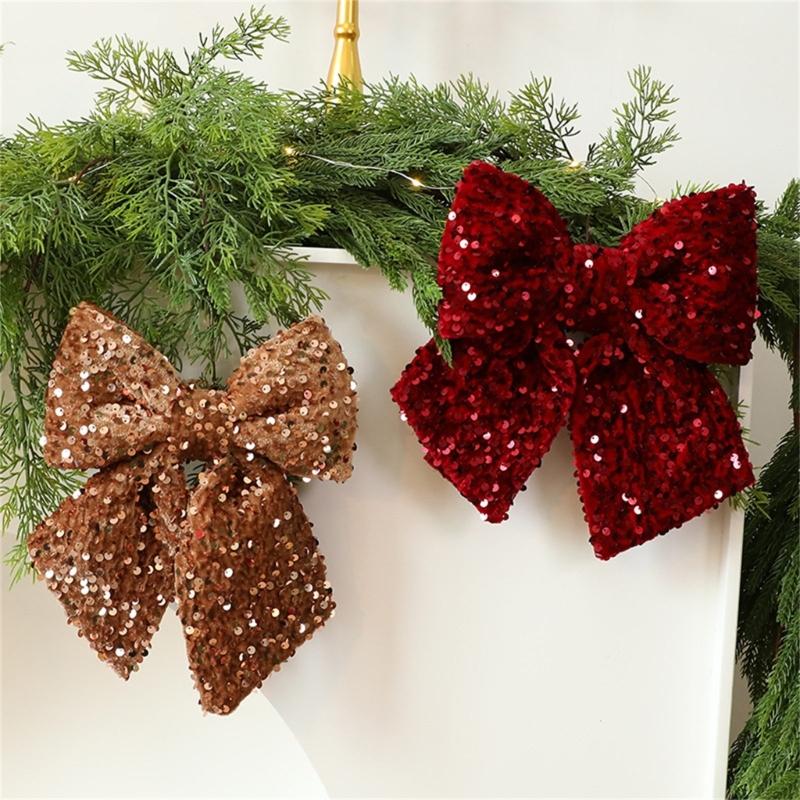 Christmas Tree Bowknot Decoration Christmas Bowknot Decoration Polyester Bowknot Charm for Festival Environment