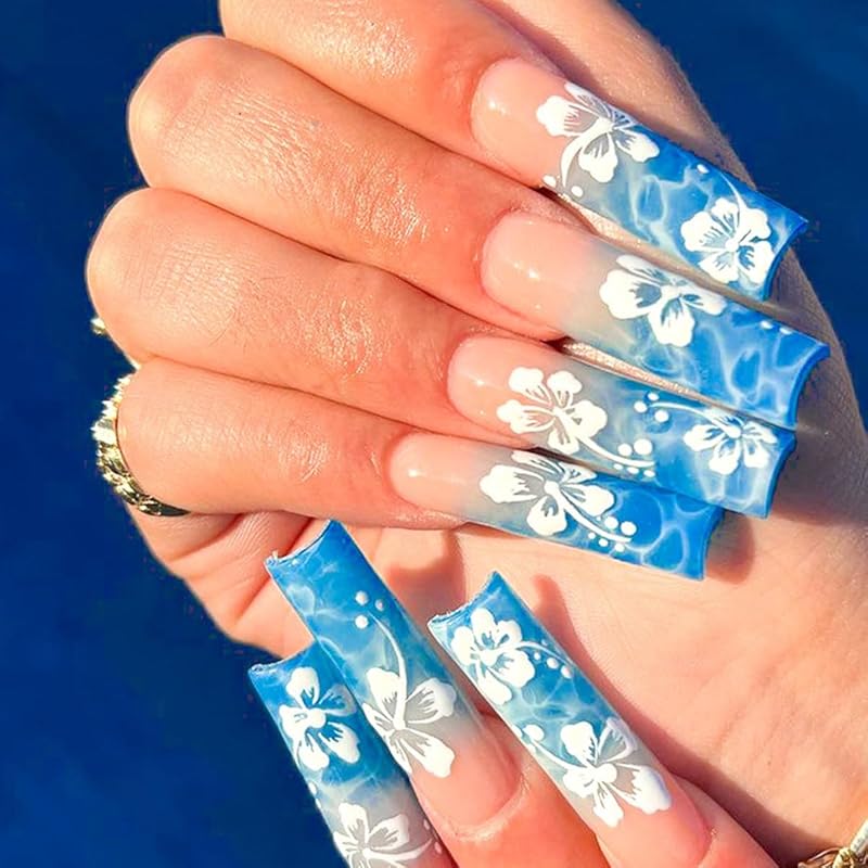 24 Pcs Halloween Press On Nails Short CEWEWP Square Cartoon Fake Nails Mummy Patch Press Ons Nail Tips Orange French Glue On Nails with Terror