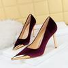 Women High Heels Temperament Pointed High Heels Single Shoes Velvet Stiletto Heels Wedding Bride Shoes Women Banquet Party Shoes