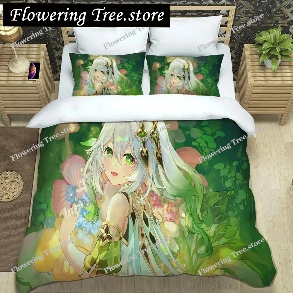 3D Anime Genshin Impact Bedding Set,Duvet Cover Comforter Bed Set Quilt Cover Pillowcase,King Queen Twin Size Boys Girls Adults