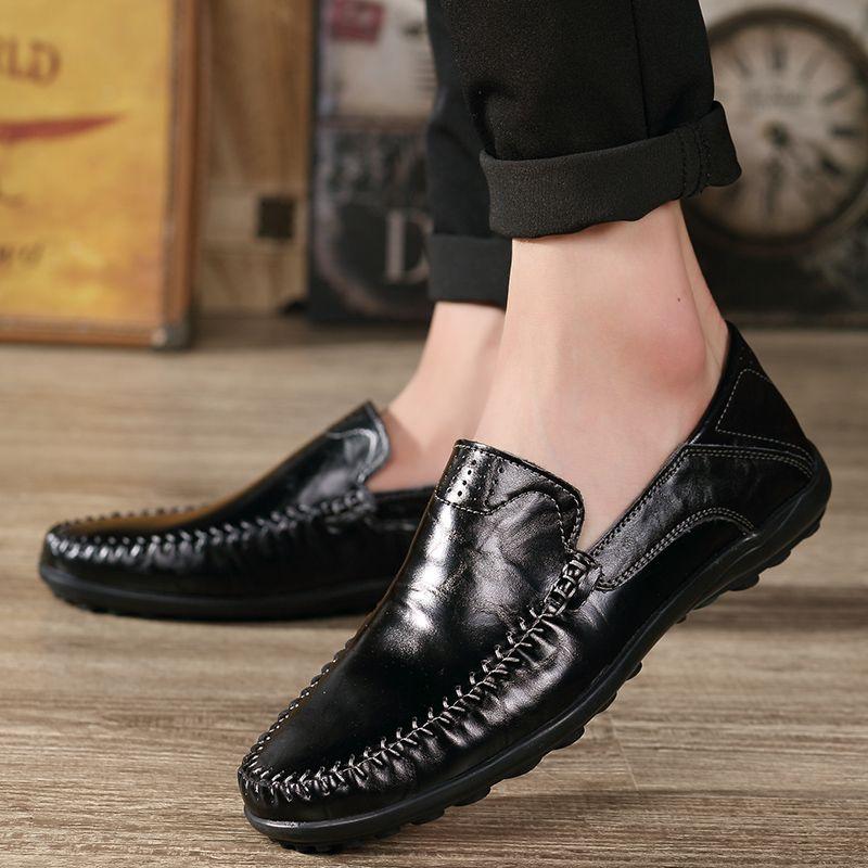 Fashion Moccasin Non Slip Man Casual Shoe British Style Round Toe Luxury Sale Classic Original Legitimate Pu On Leather Shoes for Men