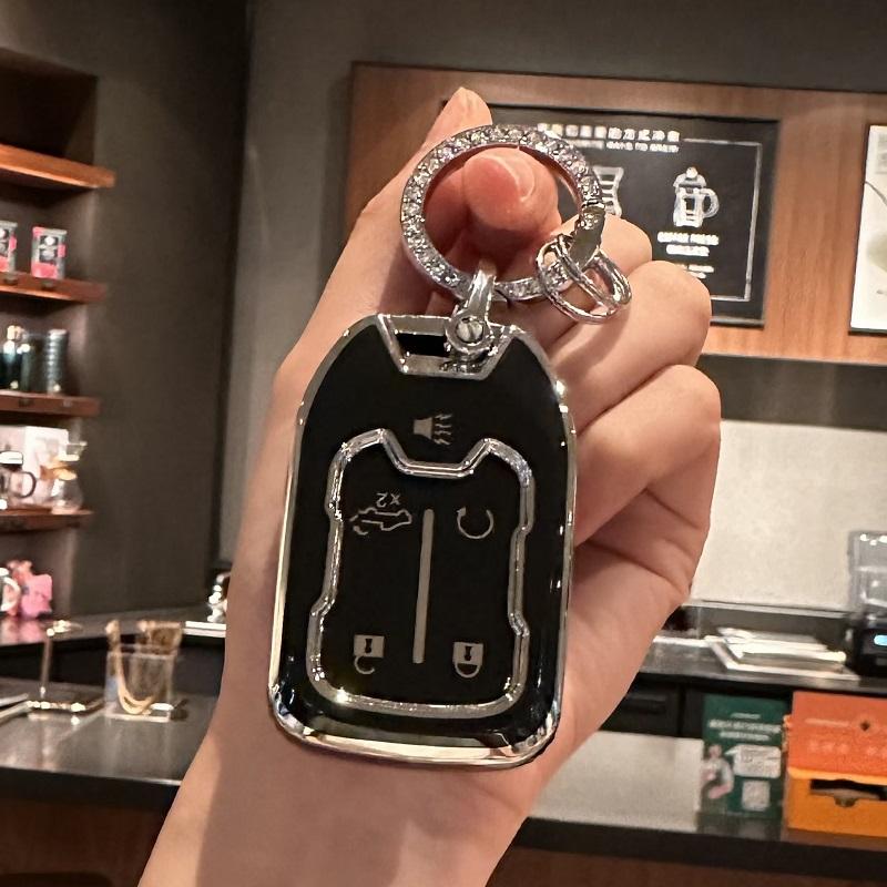 Key Fob Cover with Bling Lanyard for 2019 2020 2021 2022 Chevy Silverado GMC Sierra 1500 2500HD 3500HD Terrain Acadia Smart Key