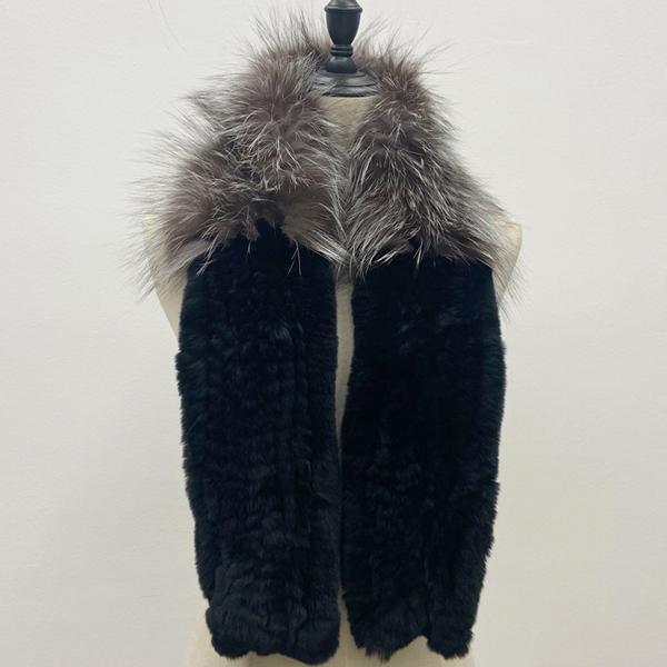 

Женский стильный роскошный шарф из натурального пушистого лисьего меха, шали, зимний женский теплый модный вязаный шарф из кроличьего меха 110x15x12см
