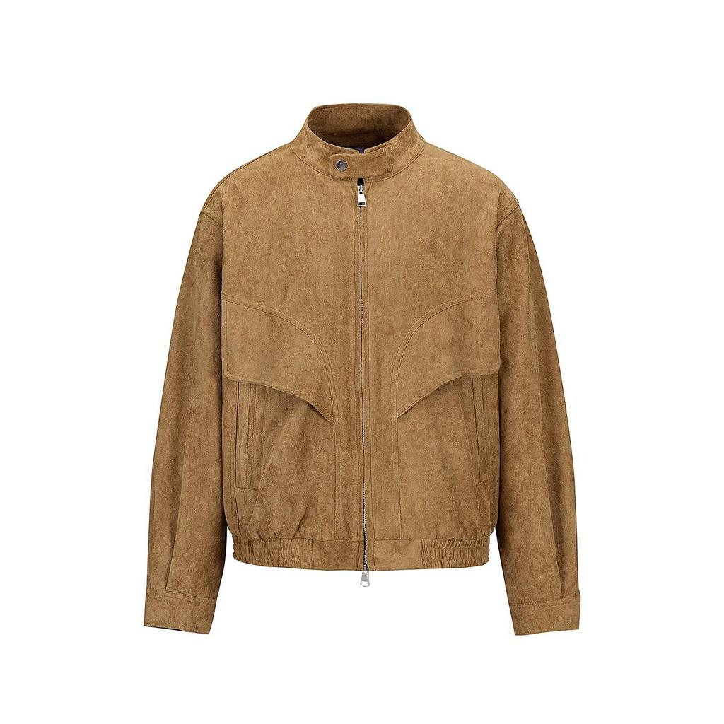 Unisex Retro Faux Suede Harrington Jacket for Fall/Winter - Casual, Versatile Design