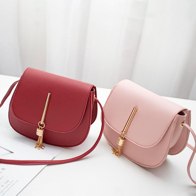 Fashion Tassel Crossbody Bags for Women Solid Color Leather Shoulder Bag Ladies Messenger Bag