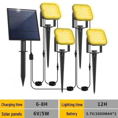 Solar Powered Warm White LED Lawn Spike Lights - 4 Pack