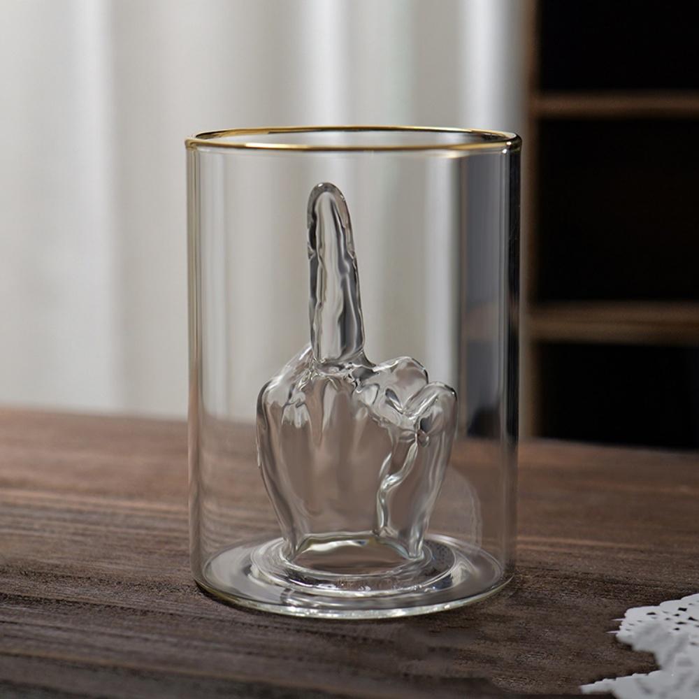 Middle Finger Whiskey Glass Novelty Glass Cup with 3D Finger Inside Funny Cup 301-400ml чистый