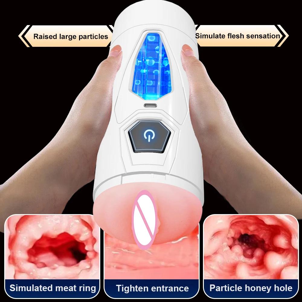 2 IN 1 Automatic Double Headed Masturbators Cup Male Vaginas Vacuum Pocket Pussy Training Extension Sex Machine For Adult Men
