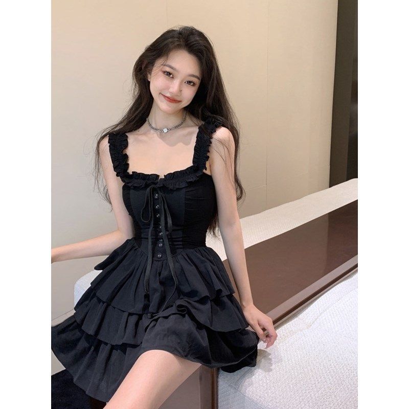 Black suspender dress children's early spring new high-end princess tutu summer