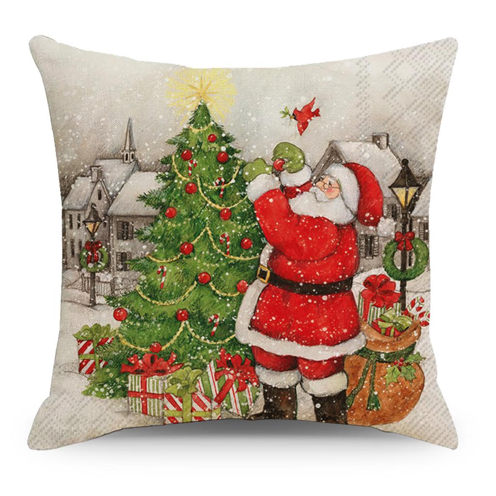 New Ins Style Christmas House Tree Christmas Pillow Pillow Case for Home Sofa Living Room