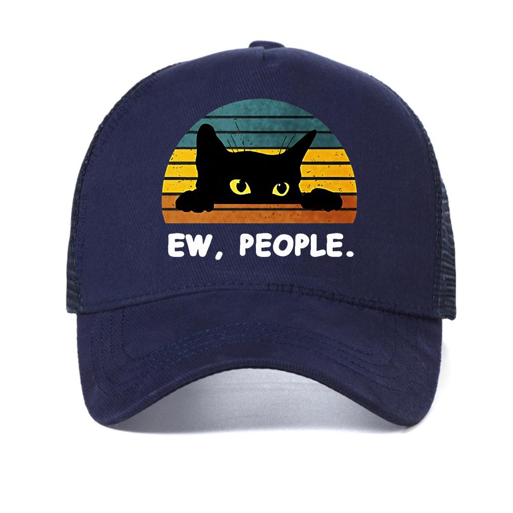 

Ew People Black Cat Retro Funny Cat baseball cap Casual Daily for Unisex Women caps fashion Breathable adjustable snapback hat Adjustable