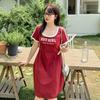 Large size women's clothing pure desire Spice Girl U-neck waist pinch dress summer new thin A-shaped dress 232256
