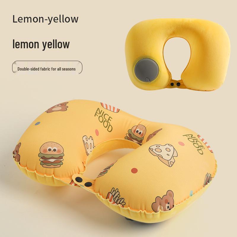 Pressing Inflatable U-Shaped Travel Pillow: Portable Airplane Headrest & Nap Neck Support