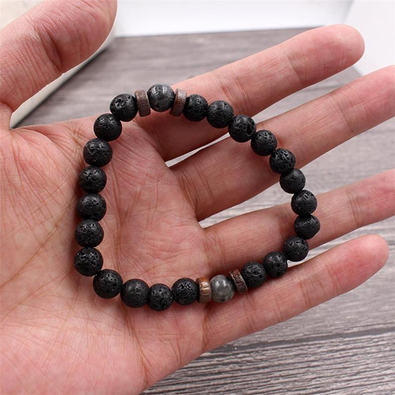 Volcanic Stone Bracelet for Men Lava Wooden Beads Bracelet Tibetan Buddha Wrist Chain Women Men Zircon Gift New Bracelets