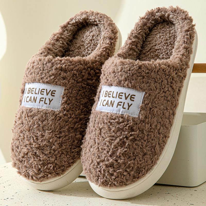 Winter new cotton slippers for home use comfortable warm non-slip cotton slippers thickened soft bottom outer wear cotton slippers