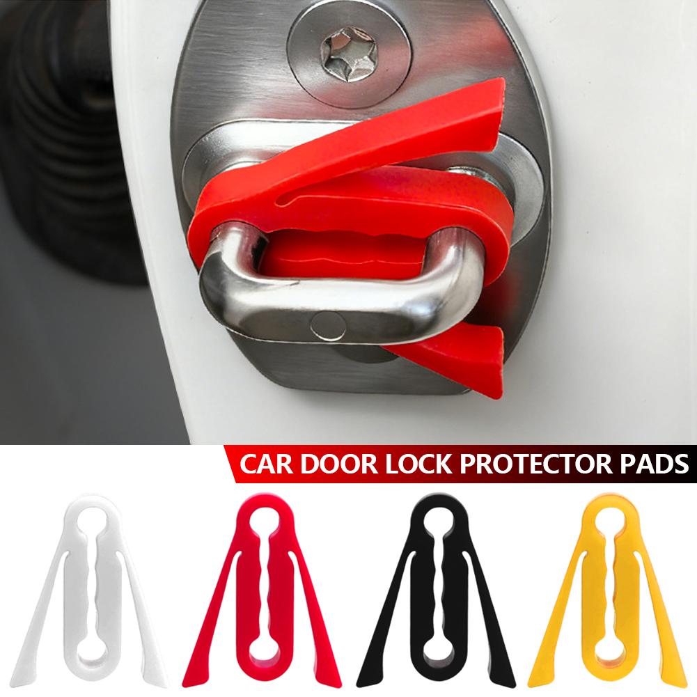 4Pcs Universal Car Door Lock Protector Pads Thickened Silicone Anti-Collision Door Lock Sleeve Noise Reduction Cushion Bumper Cover