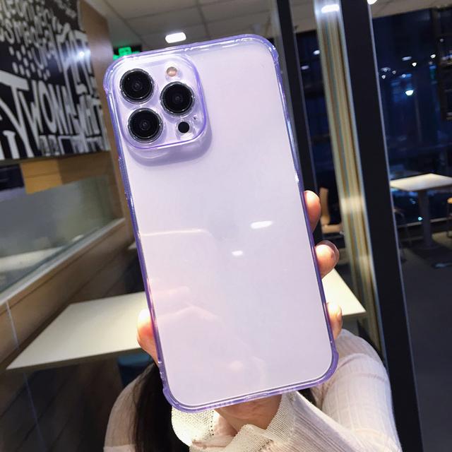 

Прозрачный ультратонкий силиконовый чехол для телефона Iphone 14pro 13 12 11 Pro Max Xs Max Xr 14 Plus, прозрачная мягкая противоударная задняя крышка for iPhone 13Pro Max фиолетовый