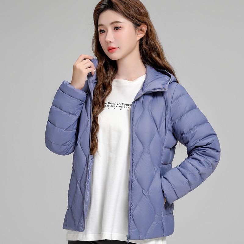 New light and thin down jacket women's short hooded autumn and winter long-sleeved versatile slim-fitting white duck down jacket to keep warm