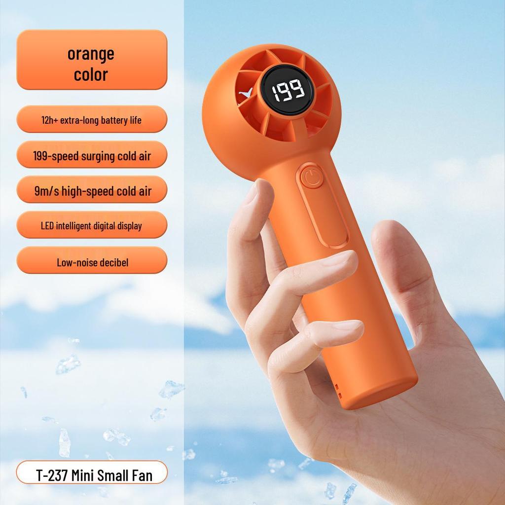 T237 Handheld High-Speed Camping Fan with Digital Display