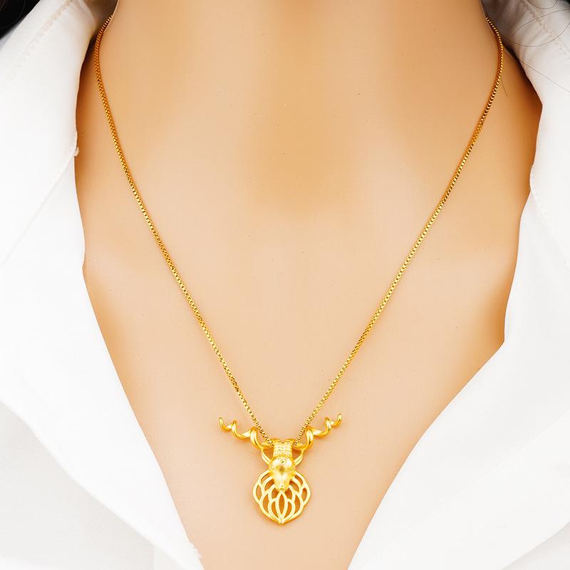 Collier Pendentif Renne Doré Polyvalent pour Femmes pour la Veille de Noël