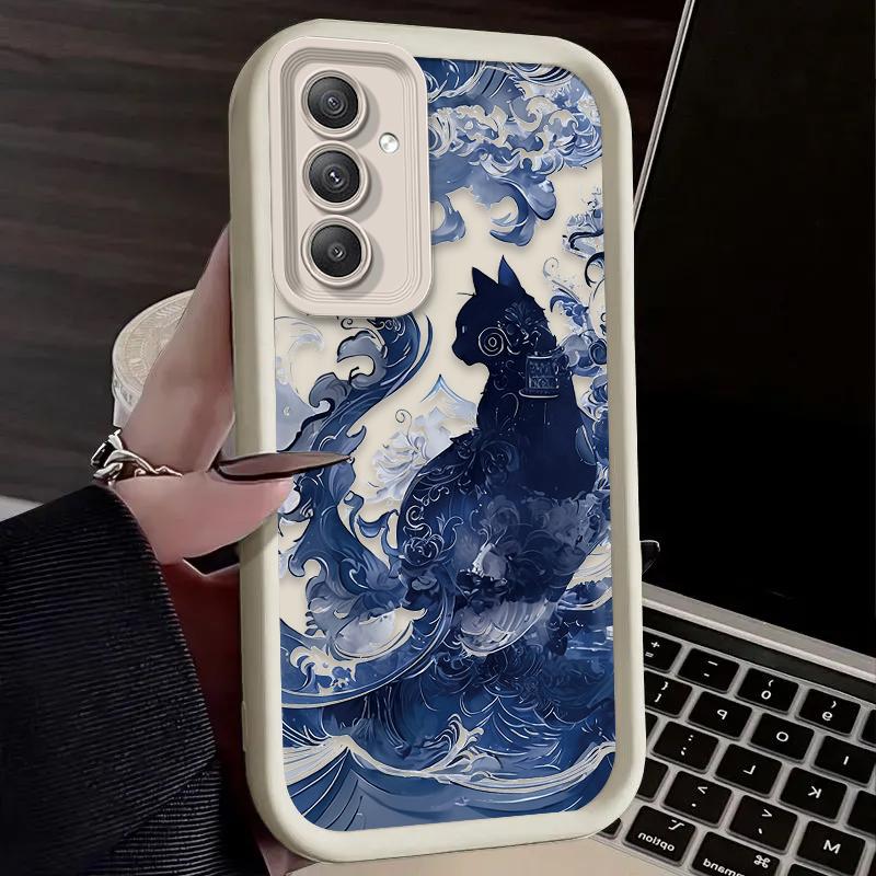 Art Splash-ink Cat Soft Case For Samsung Galaxy A54 A05 A05S A34 A24 A14 A53 A33 A23 A13 A52 A52S A32 A22 A12 A71 A51 A31 A50
