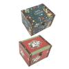 Wooden Trinket Box Vintage PU Leather Christmas Gift Box Jewelry Keepsake Storage Box for Kids Chris