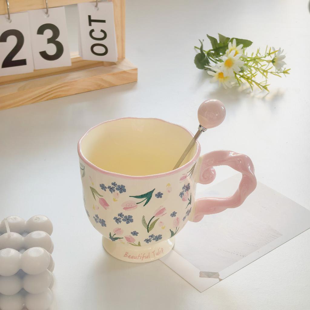 Ceramic Mug High looking Girls Cup Couple Cute Coffee Goblet Cup Household Water Cup Souvenir Gift Box