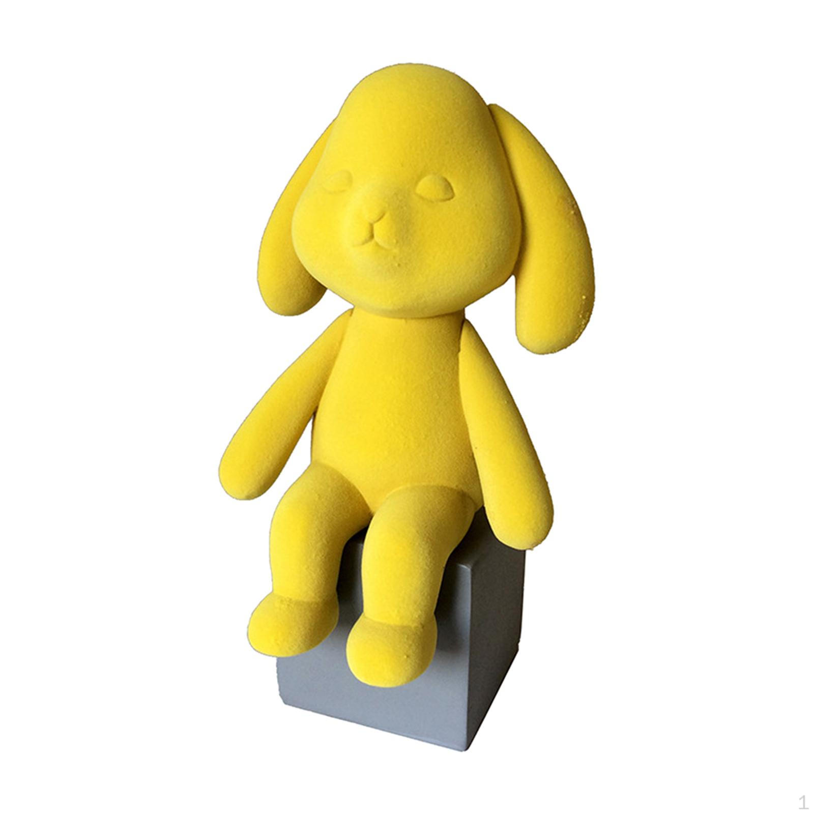 

Rabbit Figurine, Bunny Figure Ornament Animal Resin Sculpture Statue for Room Tablep Decoration Yellow Sit on Chair