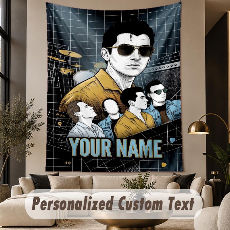 Custom Text Printed Tapestry Arctic Monkeys Pattern Large Wall Hanging Indoor Room Decor