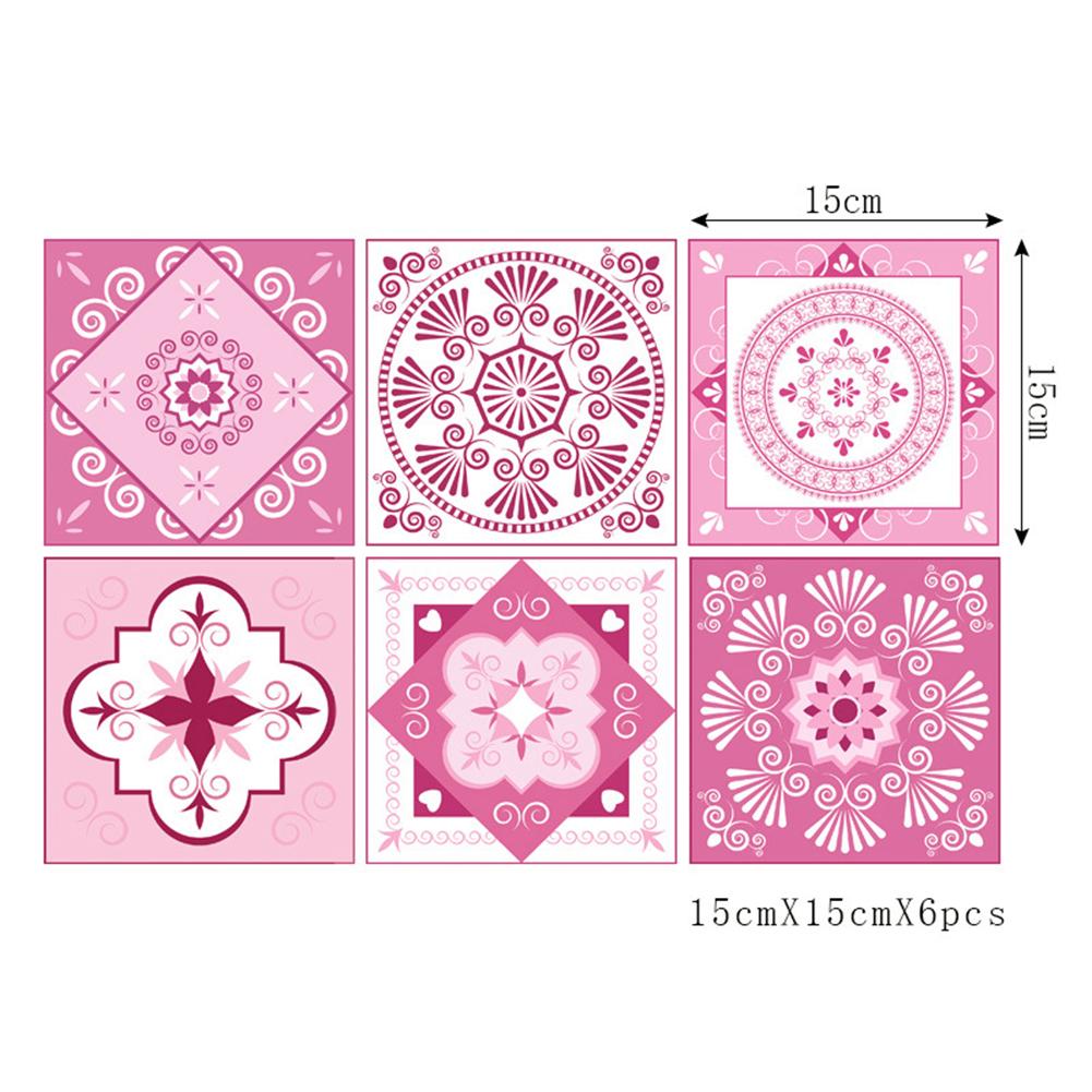 

Glossy Hard Tiles Patterned Wall Tiles Romantic Pink Tiles Easy Installation 15cm×15cm×6pcs
