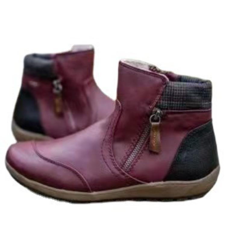 Scarpe da Donna, Stivaletti Taglia Grande, Nuovi Stivali Bassi Autunnali e Invernali con Doppia Zip