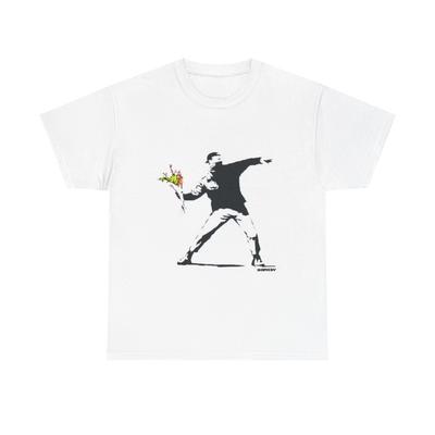 T-shirt Banksy Pittura Artistica Vintage New York Unisex Cotone Pesante