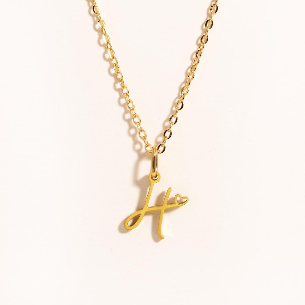 Charms Heart Initial Necklaces for Women,Gold Plated Letter Pendant Necklace, 26 Capital A-Z Stainless Steel Jewelry
