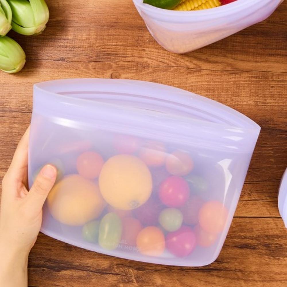 MARCH HOME Reusable Silicone Zipper Food Storage Bag Set Purple 1L + 1.5L + 2L